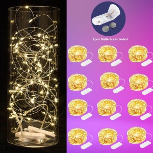 7.2 ft Fairy Lights, Fairy String Lights, String Lights for DIY Home Decor, Christmas, Wedding Lights, Batteries included, Pack of 6-24 Pcs Warm White