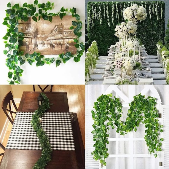 Fake Vines 12pcs 6.56FT Fake Ivy Leaves Artificial Ivy Green Hanging Plant  Vine for Wedding Wall Decor, Party Room Décor Indoor & Outdoor 