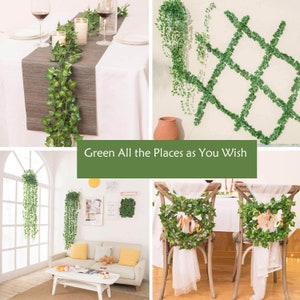 Fake Vines 12pcs 6.56FT Fake Ivy Leaves Artificial Ivy Green Hanging Plant Vine for Wedding Wall Decor, Party Room Décor Indoor & Outdoor image 6