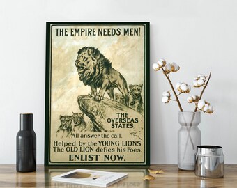 WA115 Vintage WW1 British Put Your Back In To It Enlist War Poster A1//A2//A3//A4