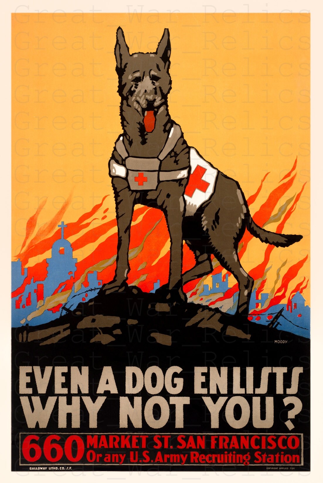 American propaganda poster ww1 Dog Red Cross ww1 recruitment Etsy