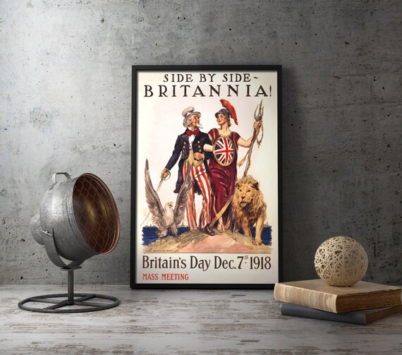 Printable Wall Art Ww1 Poster Britannia Britain S Day Etsy