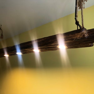 Wood Beam Light - Giant 24 Lb Weight 63 Inches Length - Made from Reclaimed Antique Solid Oak | Free Shipping