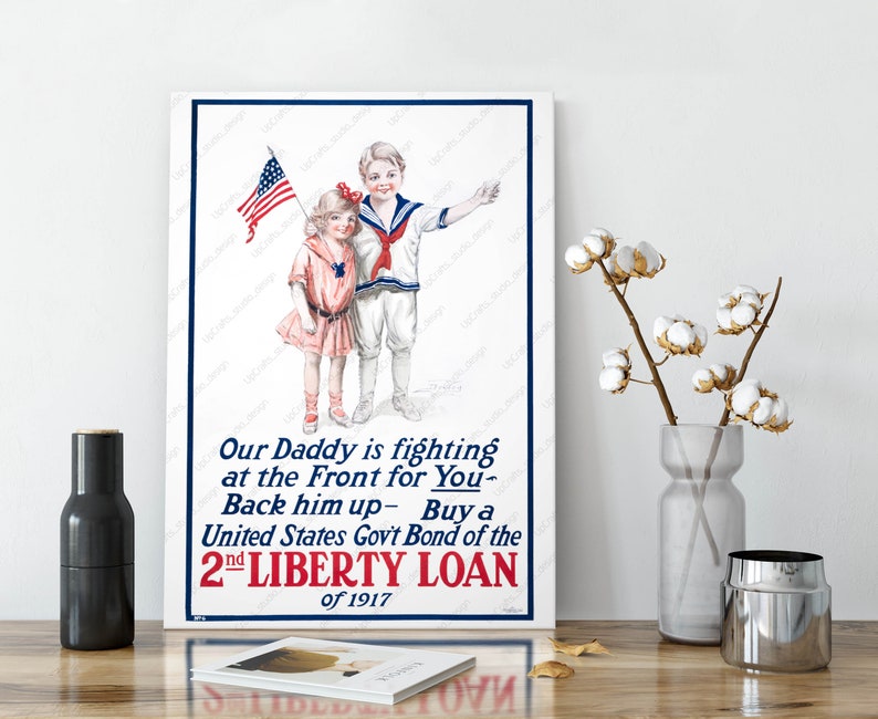 WW2 vintage war poster BUY BONDS 24X36 weapons brawn COLLECTORS unique