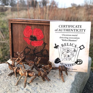 WW1 Memorabilia Collectible Gift - Antique Barbed Wire Set of 3 pcs  + Gift Box  + Certificate of Authenticity