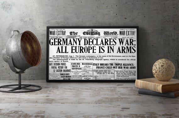 WW1 Newspaper Replica Printable Poster Germany Declares Etsy ww1-newspaper-replica-printable-poster-germany-declares-etsy