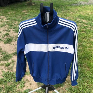Vintage Adidas Originals Track Jacket – 1980s Retro Sportswear Vibes | Likely Size L | Blue | Free Worldwide Shipping