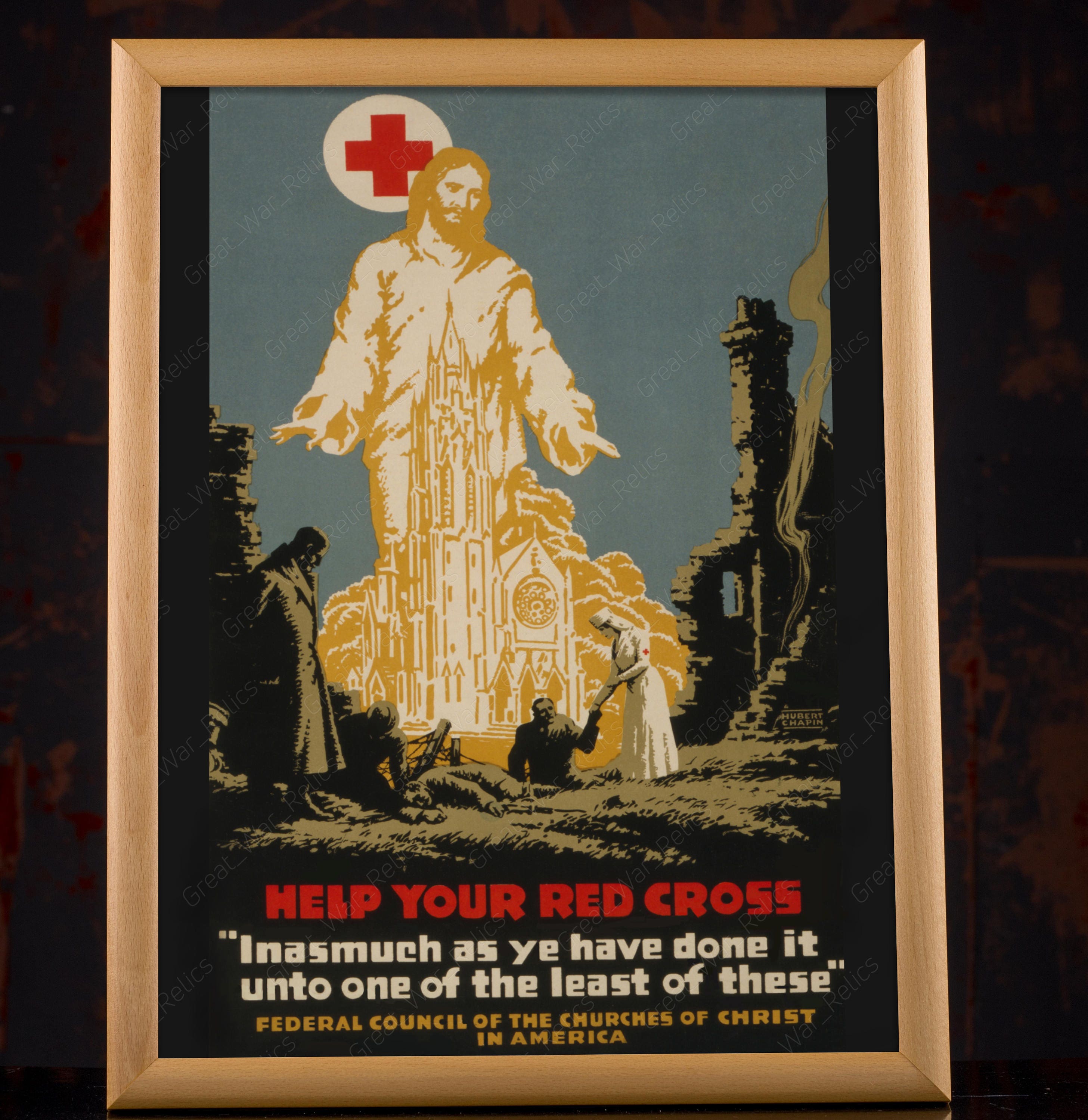 WW1 American Red Cross Propaganda Poster Help Your Red Cross Etsy