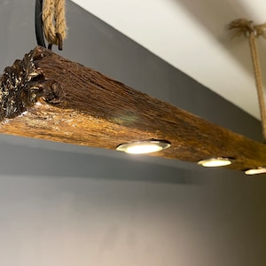 Barn Beam Light Fixture made from 150 years old reclaimed Oak Wood | Free Shipping