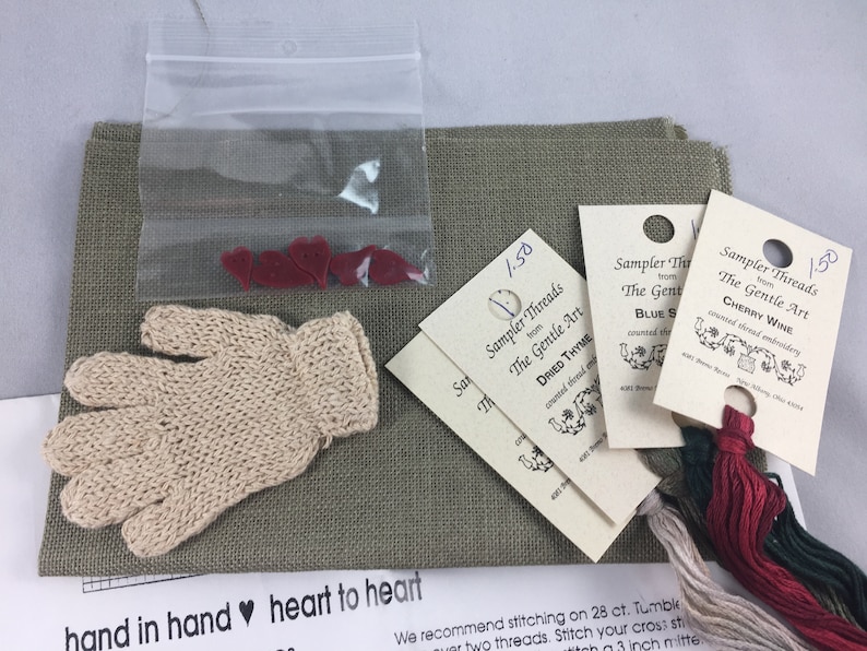 Sisters and Best Friends Hand in Hand Heart to Heart Counted Cross Stitch Kit with Linen and Gentle Art Sampler Threads