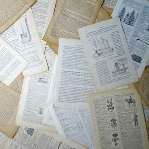 Junk-Journal-Schreibset mit 40 alten Papieren, Buchseiten und antikem Wörterbuch, französische Vintage-Ephemera
