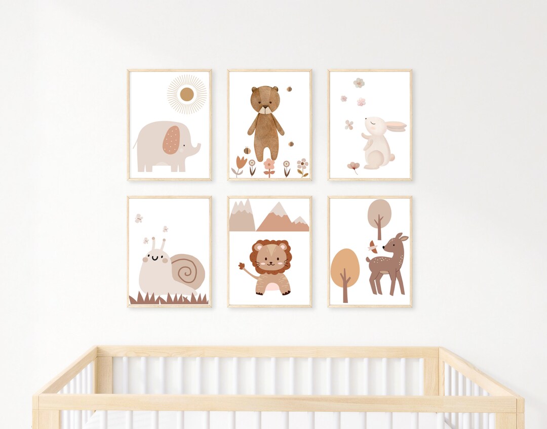 Boho Animal Wall Art Abstract Illustration Art Nursery Wall Etsy