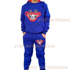 Huggy W uggy Birthday Costume Halloween Costume Tracksuit Toddler Children Kids Costume 2023 Popys Monster Blue Tracksuit Pants Hoddie