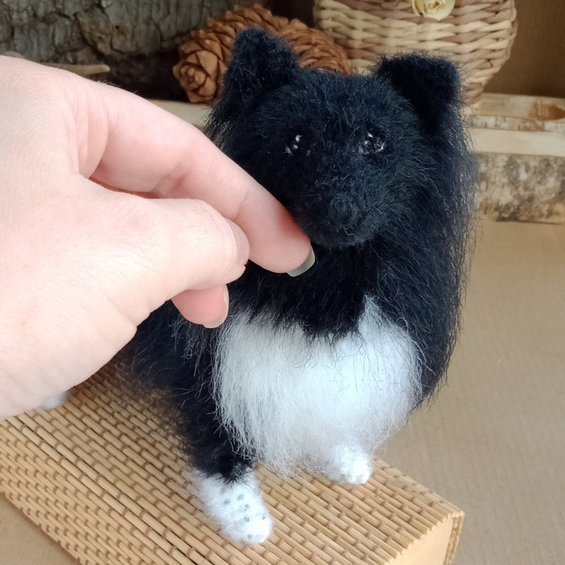 Miniature custom figurine sculpture bi-black Sheltie dog cute | Etsy