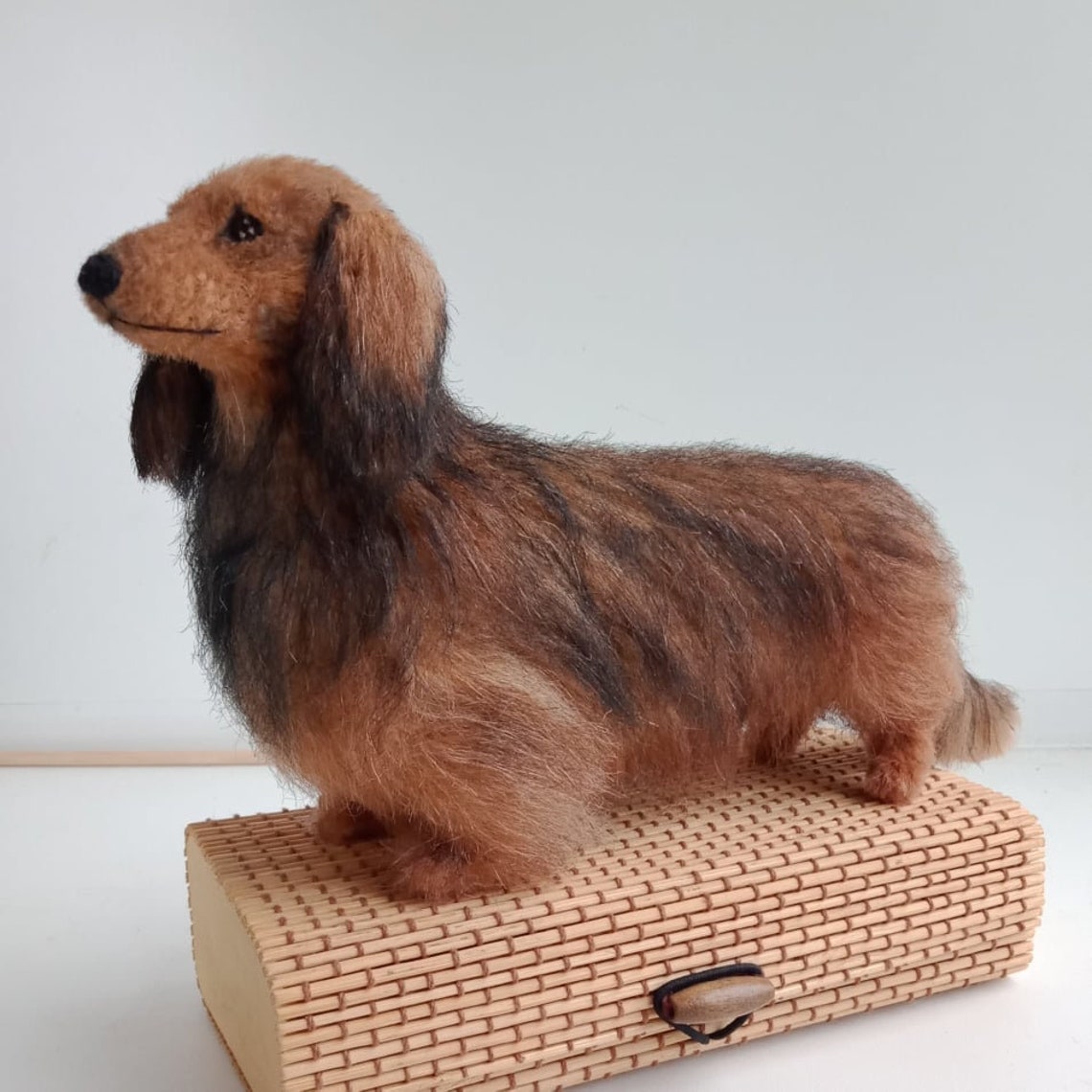 Custom crochet miniature long-haired Dachshund plush realistic | Etsy
