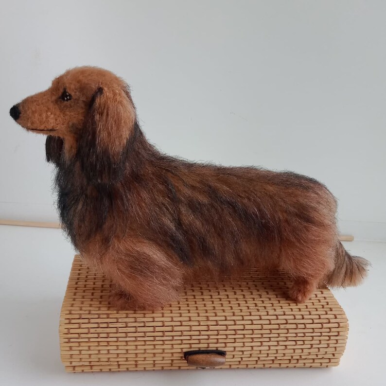 Custom crochet miniature longhaired Dachshund plush realistic Etsy