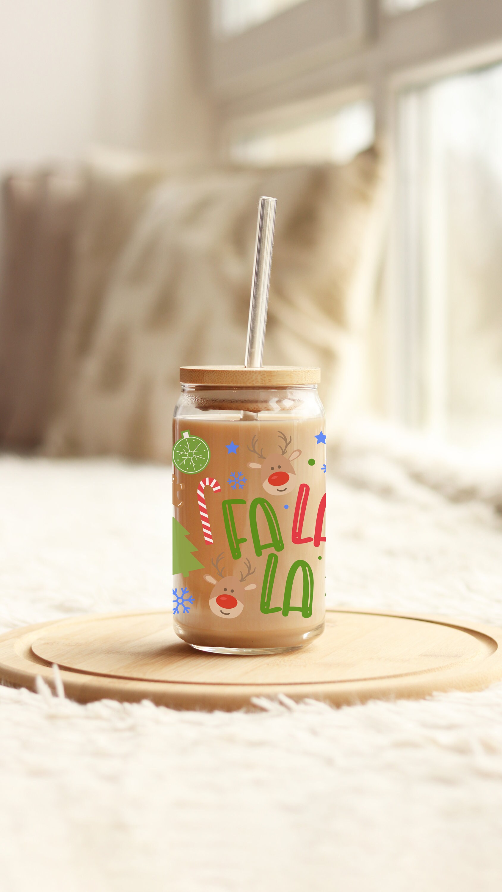 Christmas Lights 16 oz Glass Cup with Bamboo Lid – With love, Paint