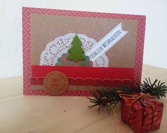 Weihnachtskarte Unikat HandMade Geschenk Papier