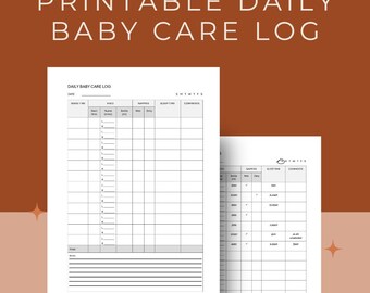 Registro di cura del neonato / Tracker giornaliero stampabile (A4 e Lettera USA)