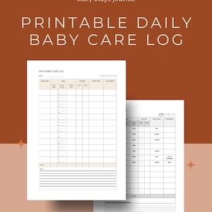 Registro de bebé imprimible beige / Registro diario para recién nacidos en PDF para tomas, siestas y pañales / Horario minimalista para bebés / Tamaño A4 y carta EE. UU.