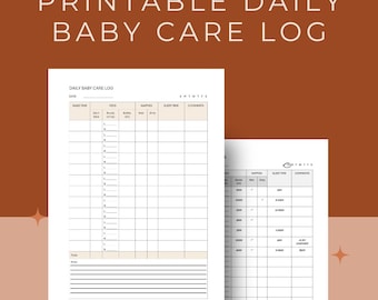 Beige Baby Tracker stampabile / Registro giornaliero del neonato (PDF)