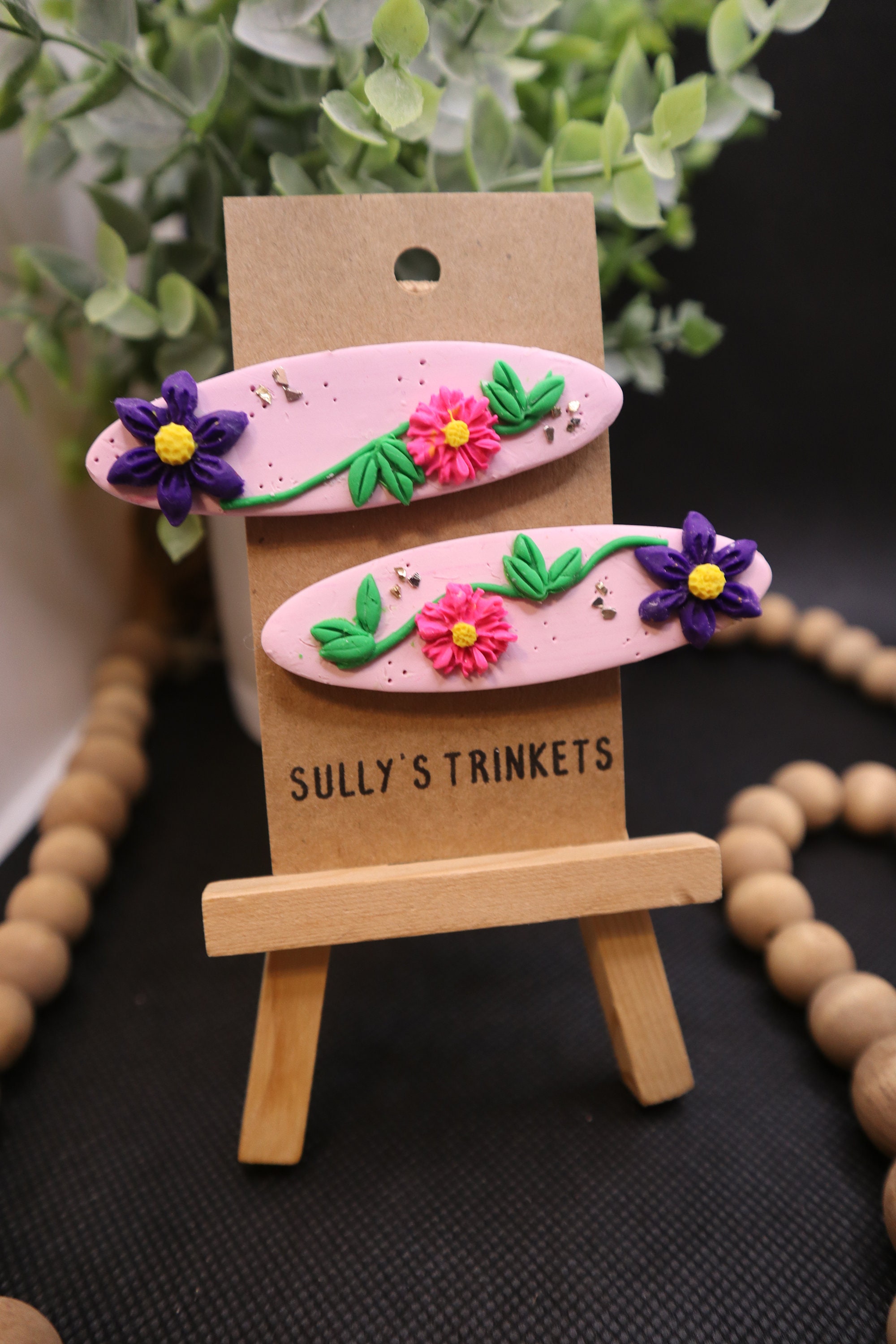 Polymer Clay Barrettes, Spring Flower Barrettes, Handmade, Alligator