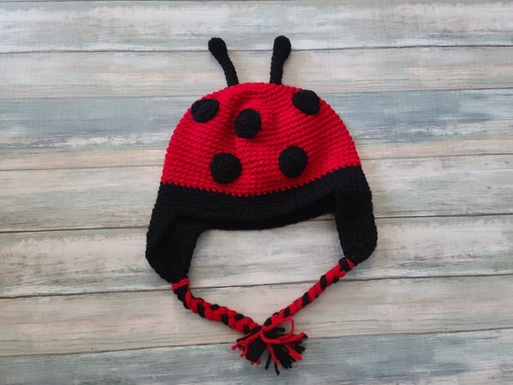 Crochet ladybug best sale hat