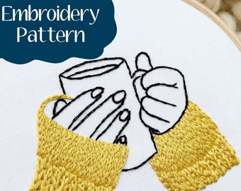 Beginner Embroidery Pattern - Boho embroidery - winter embroidery pdf - diy Embroidery craft -  sweater weather embroidery - cozy Embroidery