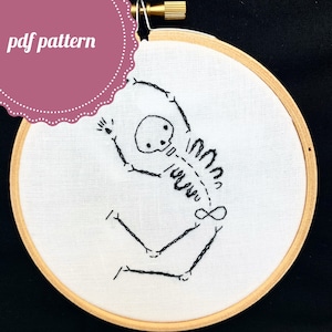 PDF Pattern:Skeleton,Halloween Embroidery, Skeleton Embroidery, Embroidery PDF, DIY Craft