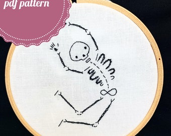 PDF Pattern:Skeleton,Halloween Embroidery, Skeleton Embroidery, Embroidery PDF, DIY Craft
