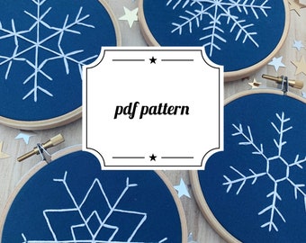 PDF Pattern: Pack of 4 Snowflake Embroidery Pattern - Digital Download - Instant Download - Christmas Embroidery  - Tree Decoration