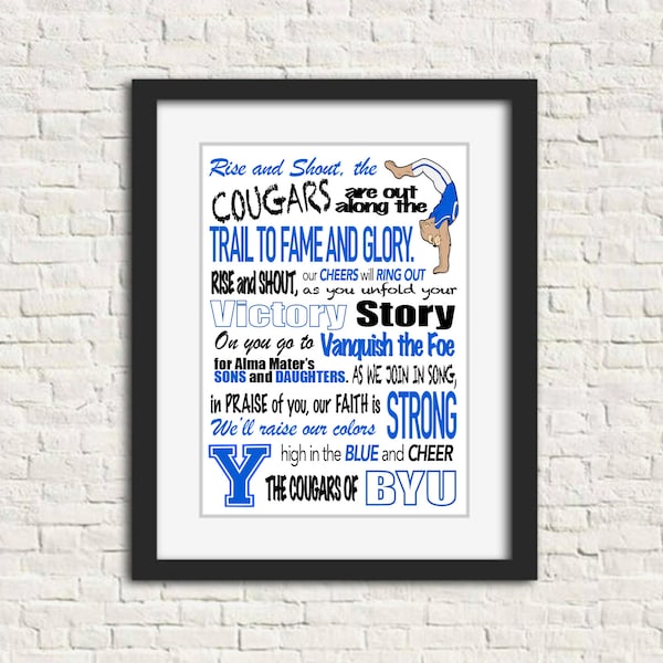 BYU Cougar Fight Song - Wall Decor - Digital Download