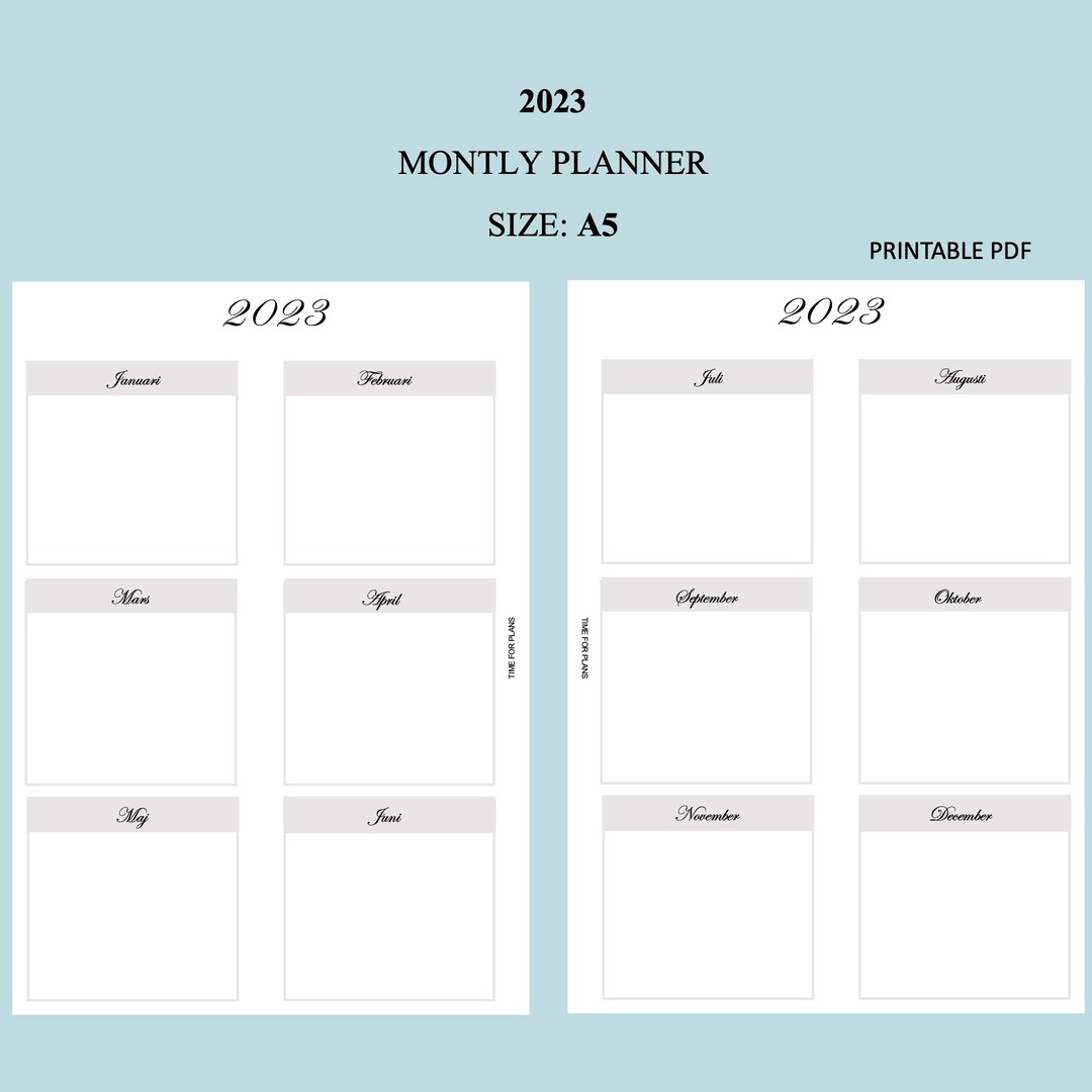 MONTLY PLANNER PRINTABLE Instant Download A5 Etsy MONTLY PLANNER PRINTABLE Instant Download A5 Etsy