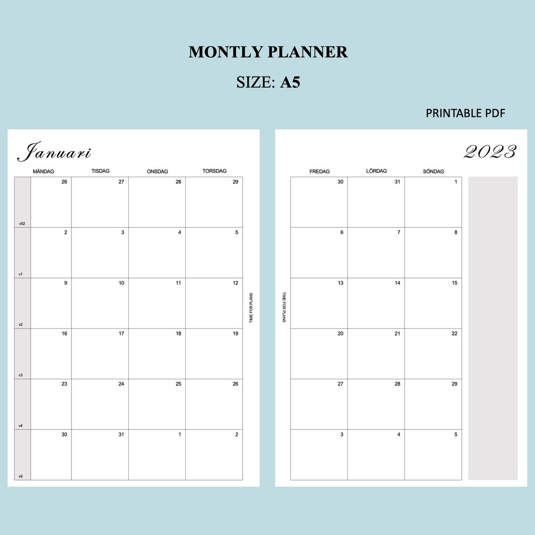 MONTLY PLANNER 2023 PRINTABLE Instant Download A5 Etsy MONTLY PLANNER 2023 PRINTABLE Instant Download A5 Etsy