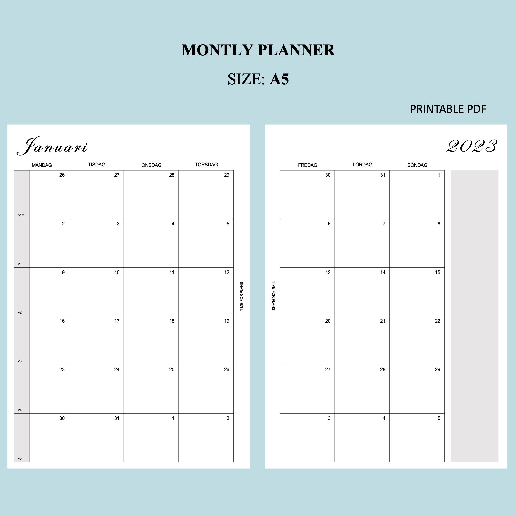 MONTLY PLANNER 2023 PRINTABLE Instant Download A5 Etsy MONTLY PLANNER 2023 PRINTABLE Instant Download A5 Etsy