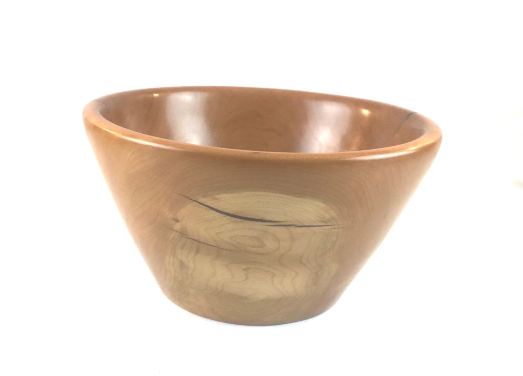 Large Cherry Turned Wooden Bowl Etsy