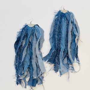 Distressed Denim Earrings