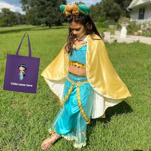 Princess Jasmine costume, Princess Jasmine PERSONALIZED GIFT SET. Aladdin&#39;s Jasmine costume for dress up.