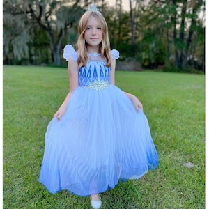 Elsa dress for girls Frozen dress Elsa costume Frozen party dress Elsa Halloween costume Frozen Elsa velvet cape cloak