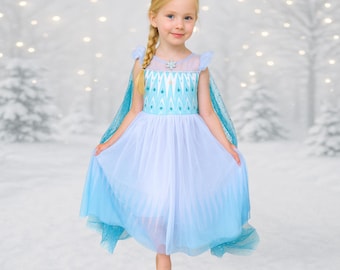 Elsa Dress for Girls Frozen Princess Costume Snow Queen Dress with Cape Toddler Dress Up Elsa dress for girls toddler princess costume