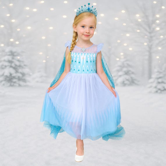 strapless open back dress Lauren Elaine Snow Queen Princess Dress Snow Queen Blue (Pictured- Sold Out) / 3 Toddler main image 0