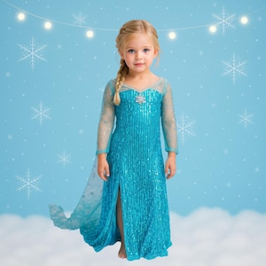Elsa Dress for Girls Ice Queen Elsa Costume Snow Queen Dress with Cape Toddler Dress Elsa dress for girls toddler princess costume
