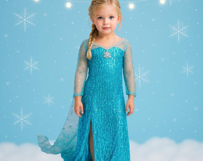 Elsa Frozen dress PERSONALIZED GIFT SET Ice Queen Elsa Costume Snow Queen Dress with Cape Elsa dress for girls
