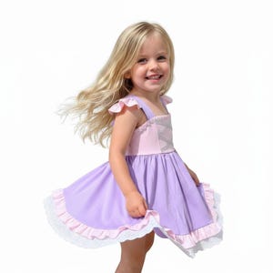 Rapunzel Inspired Cotton Dress: Tangled Princess Costume, Girls Gift image 2