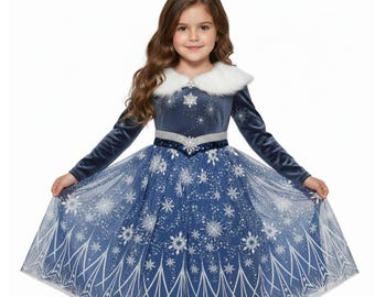 Elsa dress for girls Frozen Ice Queen winter dress up costume Princess Christmas gift