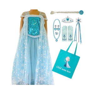 Elsa PERSONALISIERTE GESCHENKE. Elsa Geburtstagskleid, Gefrorenes Kleid, Elsa Kostüm, Ice Queen inspiriertes Verkleidungskostüm. Prinzessin Halloween Geschenk.