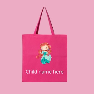 Ariel Pink dress, Little Mermaid dress, Ariel birthday dress accessories tote bag, PERSONALIZED GIFT SET , Gift for girls image 7