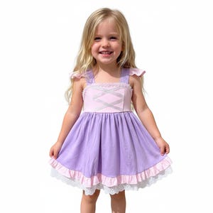 Rapunzel Inspired Cotton Dress: Tangled Princess Costume, Girls Gift image 1