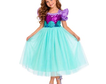 Ariel dress for girls Ariel Little Mermaid PERSONALIZED GIFT SET Ariel dress & accessories for toddler and girls Ariel costume for dress up.