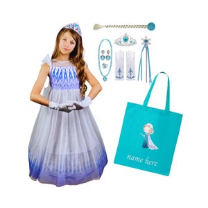 Frozen 2 Ice Queen PERSONALISIERTES GESCHENKSET Frozen Elsa Kleid & Accessoires; Eiskönigin Elsa Frozen verkleiden sich Kostüm. Prinzessin Halloween Geschenk.